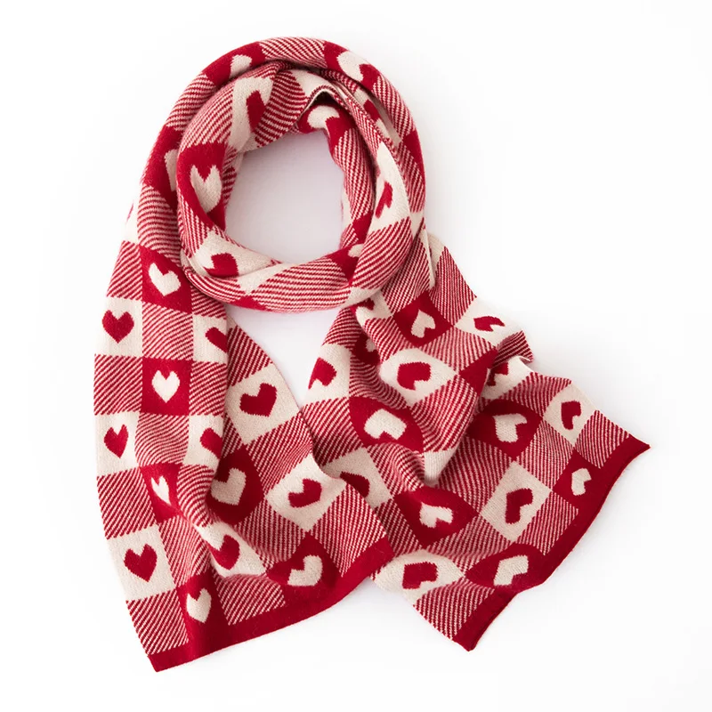 

High Quality 100% Cashmere Korean Version Versatile Scarf, Knitted Thick anti cold Double-sided Scarf, Fashion Jacard Scarf