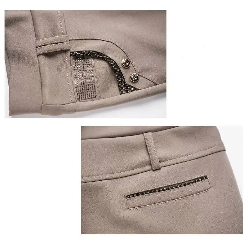 Mother Casual Straight Pants Middle-aged Women 2025 Spring Summer Elegant High Waist Stretch Pants Female Solid Trousers Woman