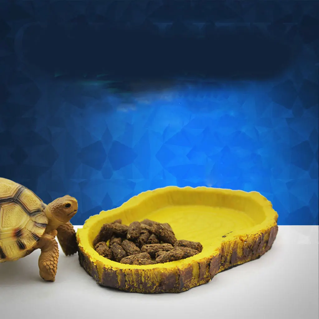 Pet Reptile Feeder Bowl Basin Resin Non-Toxic Food Water Pot Turtles Tortoise Scorpion Lizards Crabs for Pets Feeding Tray