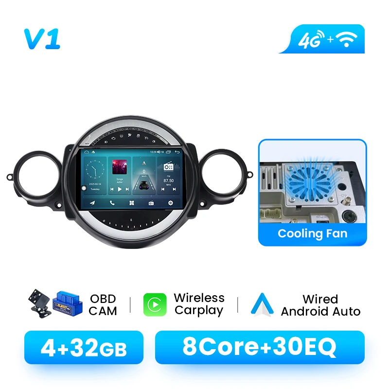 Auto radio Android 14 voor BMW Mini Cooper R56 R60 R51 2006 - 2015 GPS Carplay Navigatie Stereo Auto DSP BT DVD Multimedia Speler