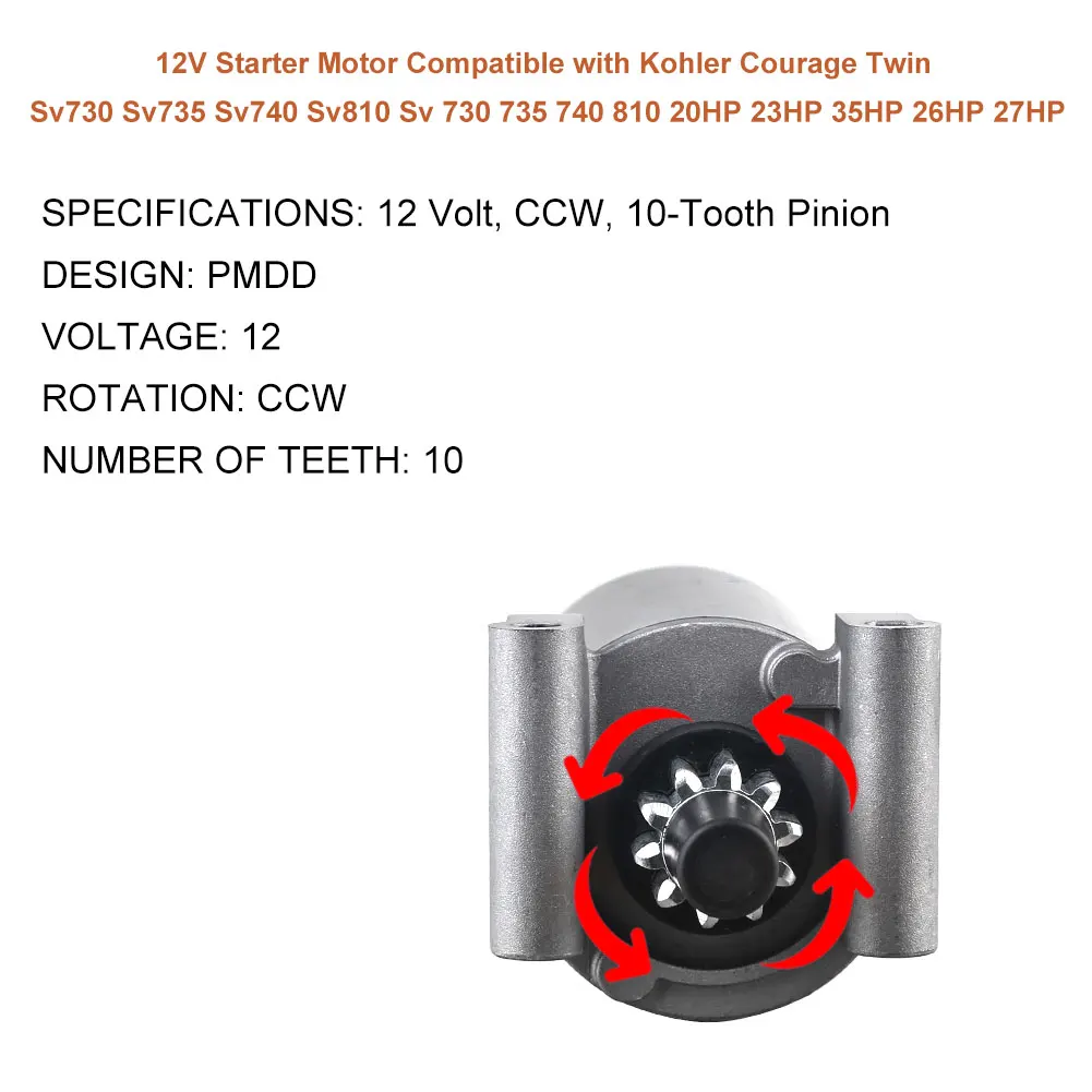 10 Teeth Starting Motor For Cub Cadeti1046 Kohler 20HP Courage Twin Gas 2006-2012 For Toro SL500 Super Lawn Tractor Kohler 23HP