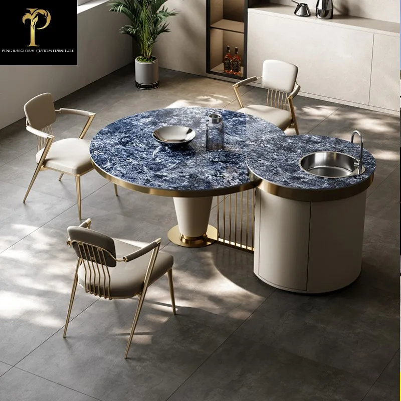 Light luxury high-end dining table one home open kitchen modern simple high-end dining table and chair combination