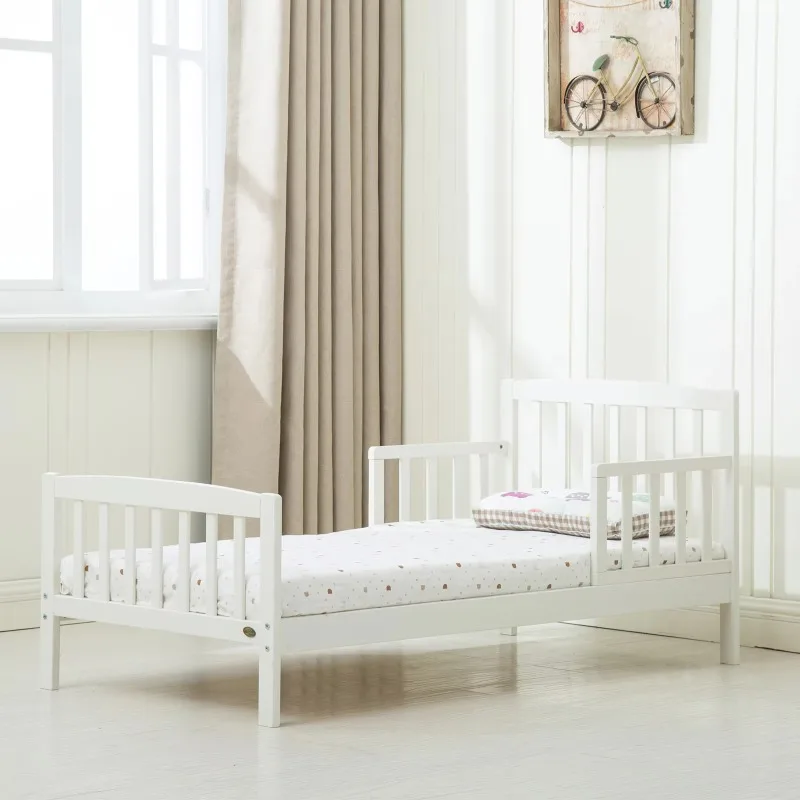 High quality solid wood toddler bed pine bed frame toddler bedroom white