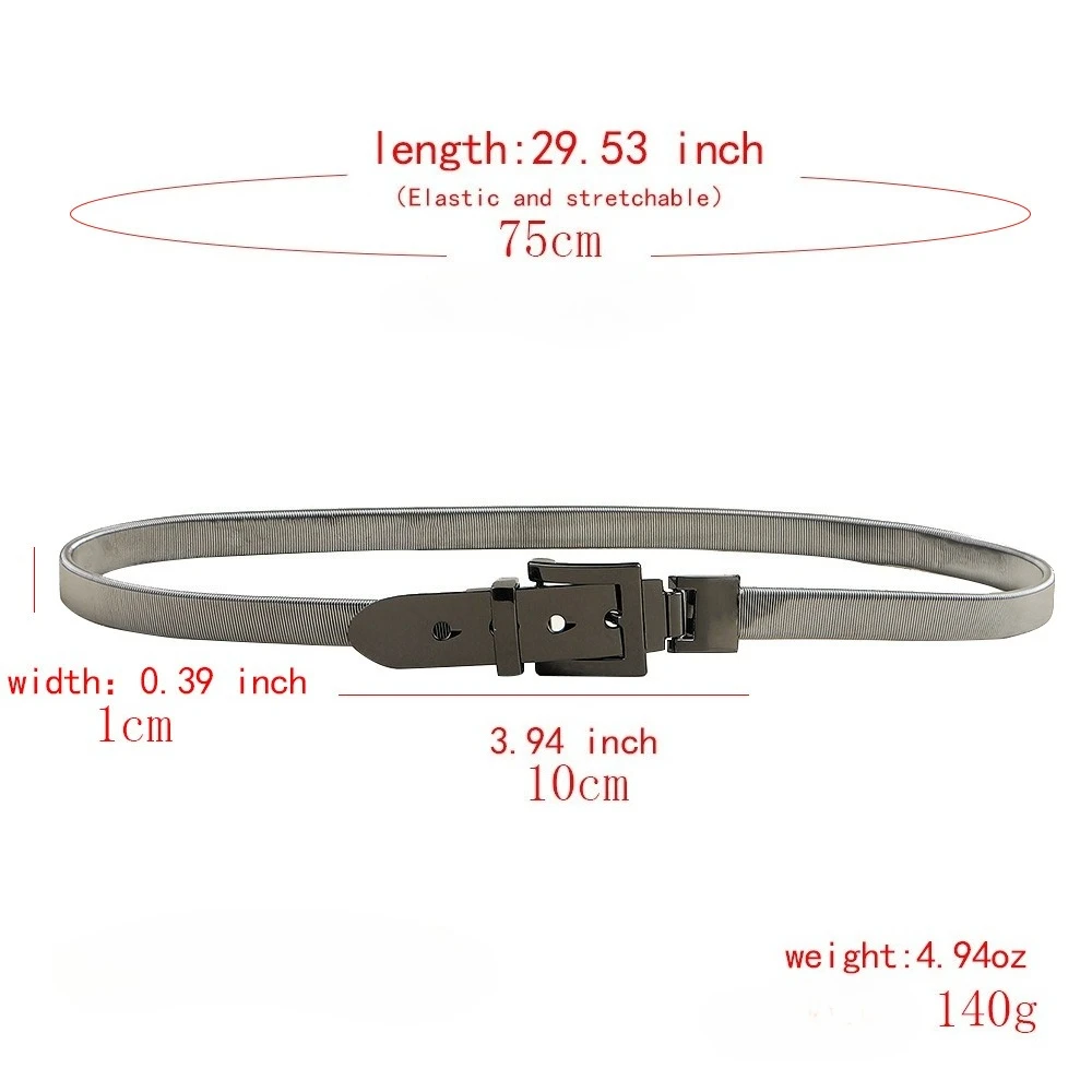 New European and American style simple waist chain metal spring elastic waistband fashion 1.5 wide pin buckle chain waist chain