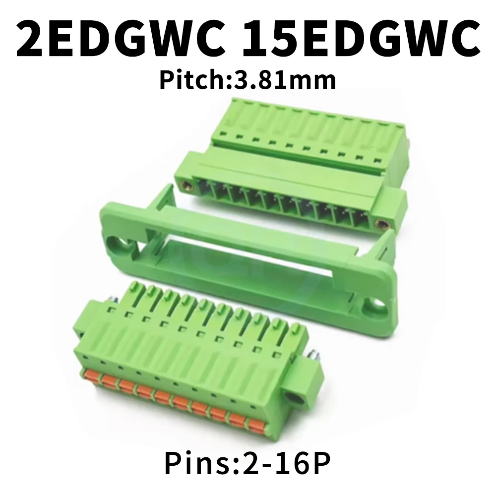 (5 Sets) KF 2EDGWC 3.81mm Plug + Connector + Housing Screwless Spring-Loaded 2EDGKDM Complete Set with Housing 15EDGWC 3.81