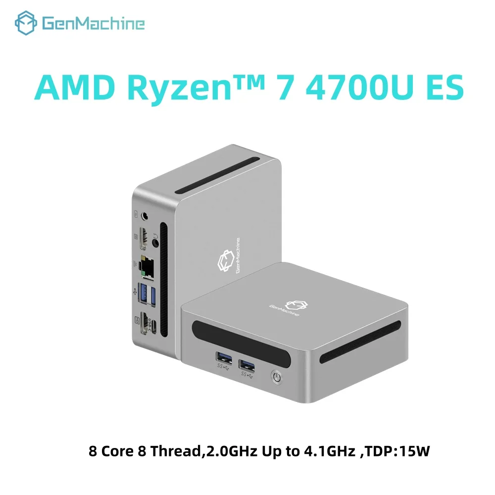 GenMachine AMD Ryzen 7 4700U ES Windows 11 8 Core 8 Filettatura 4,1GHz 15W MINI PC DDR4 WIFI6 RTL8852, BT5.2 Computer da gioco desktop