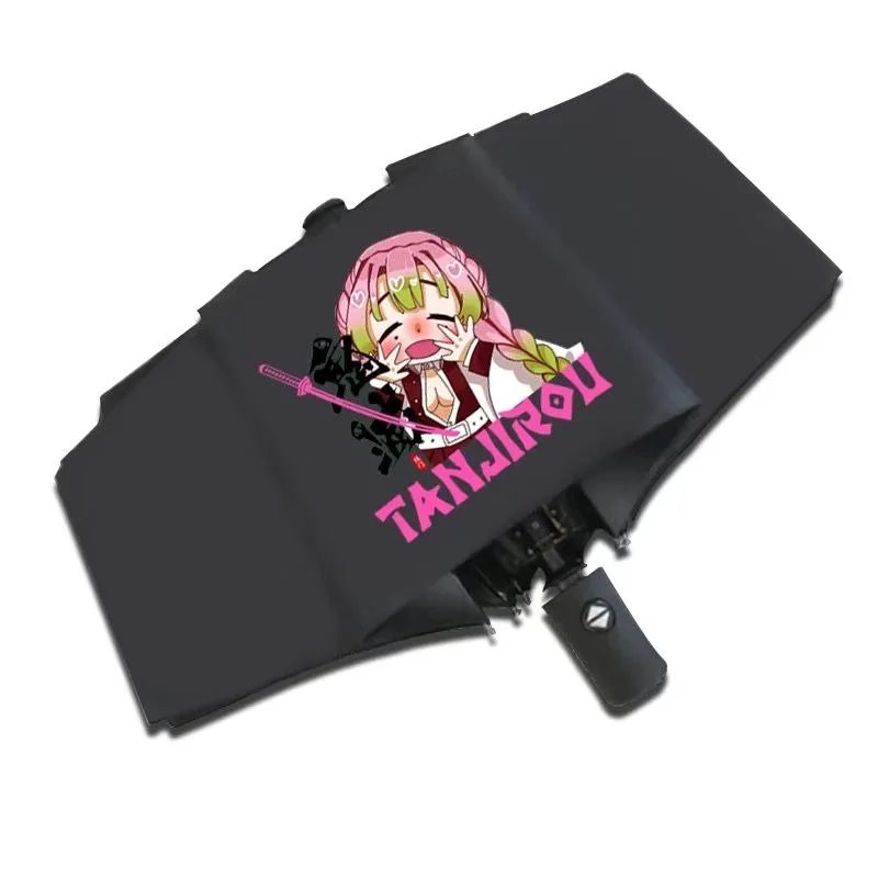 

Истребитель демонов,Черный, белый, Kimetsu no Yaiba, рассекающий демонов, аниме, ветрозащитный, с защитой от УФ-лучей, Автоматический Компактный Зонт от дождя для женщин и мужчин