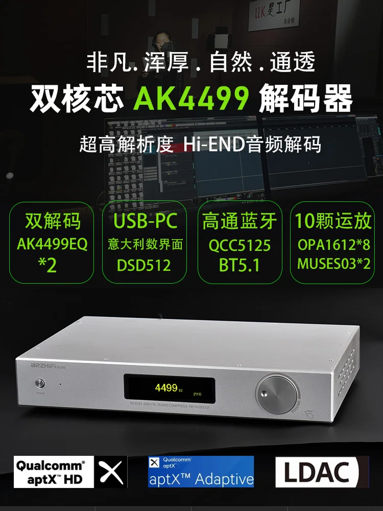 

New Dual AK4499 Dual Core Decoder DAC Fully Balanced DSD Bluetooth 5.1 Receiver LDAC