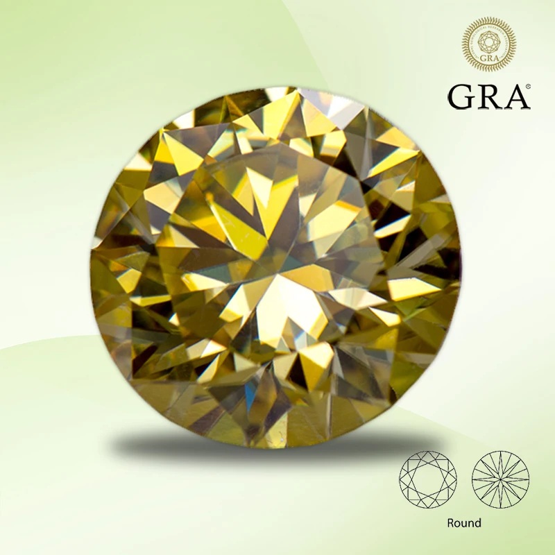 

Moissanite Gemstone Lemon Yellow Color Round Cut Lab Grown Diamond for DIY Charms Women Jewelry Making with GRA Certificate