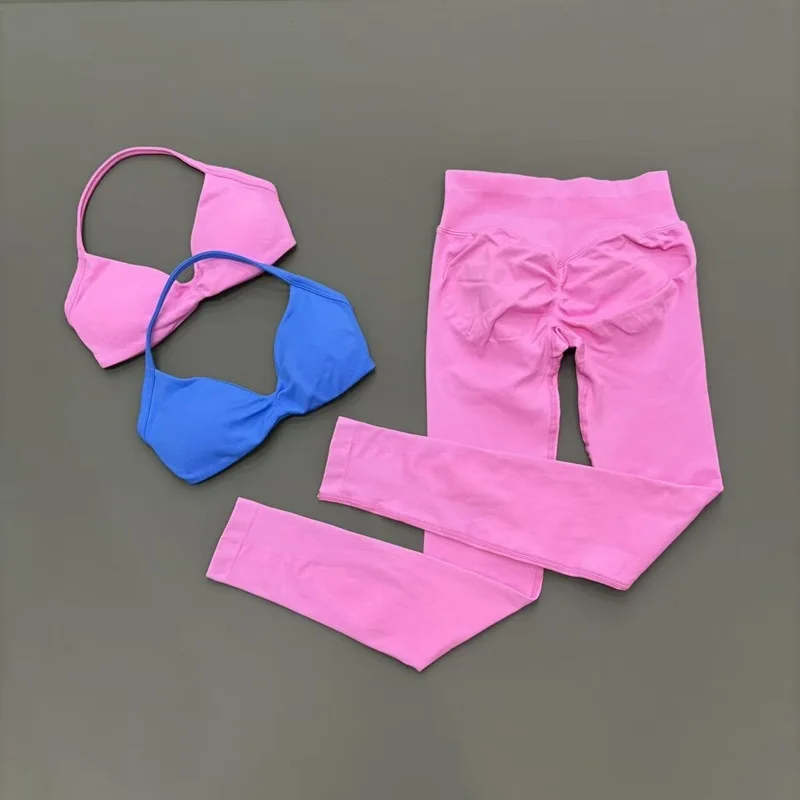 2-teiliges HISTELLO Yoga-Fitness-Set, nahtloser Push-up-Sport-BH, hochelastische, atmungsaktive Leggings, Pilates-, Fitnessstudio-, Workout- und Trainingsanzug