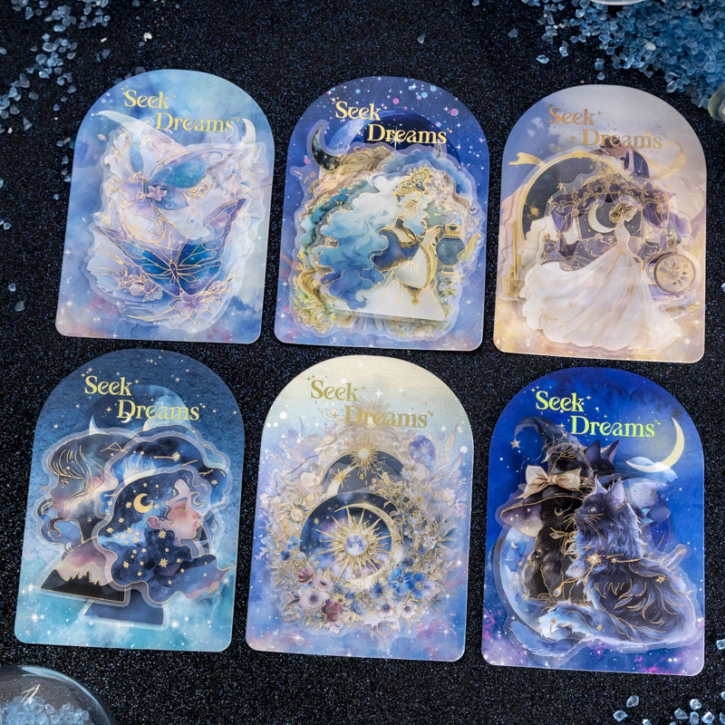 

Card Lover10 шт. [Серия Dream Seeking Micro Light] Мечтательное горячее тиснение, наклейка для домашних животных, бумага, материал для скрапбукинга, набор для скрапбукинга