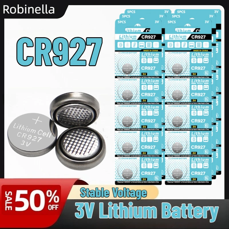 

2-50pcs CR927 DL927 BR927 3V 38mAh Lithium Coin Cell for Remote Controls, Laser Pointers, Clocks, Watches, Computer Mouse