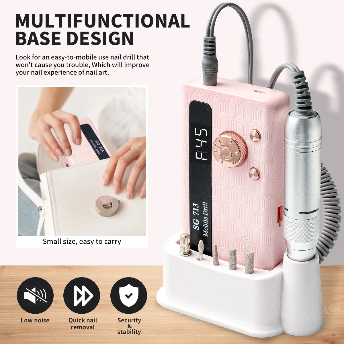

35000/45000RPM Rechargeable Nail Drill Machine Professional Portable Electric Manicure File for Nails Gel Polish Remove Tools