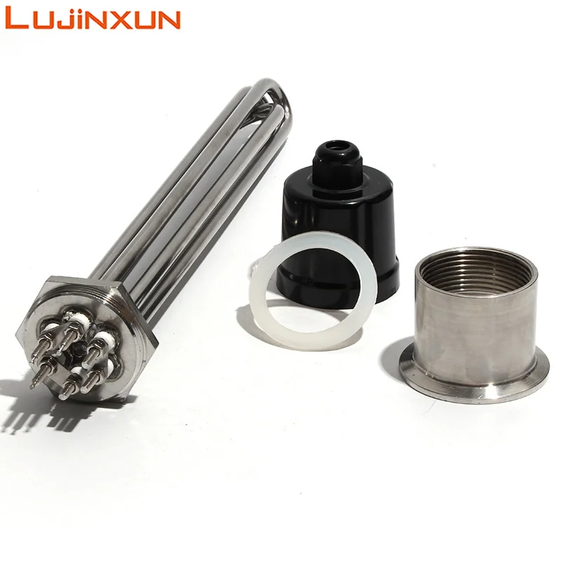 Lujinxun DN40 1.5inch BSP Thread Full 304 Electrical Heating Water Heater Immersion Element 3KW/4.5KW/6KW/9KW/12KW 220V/380V