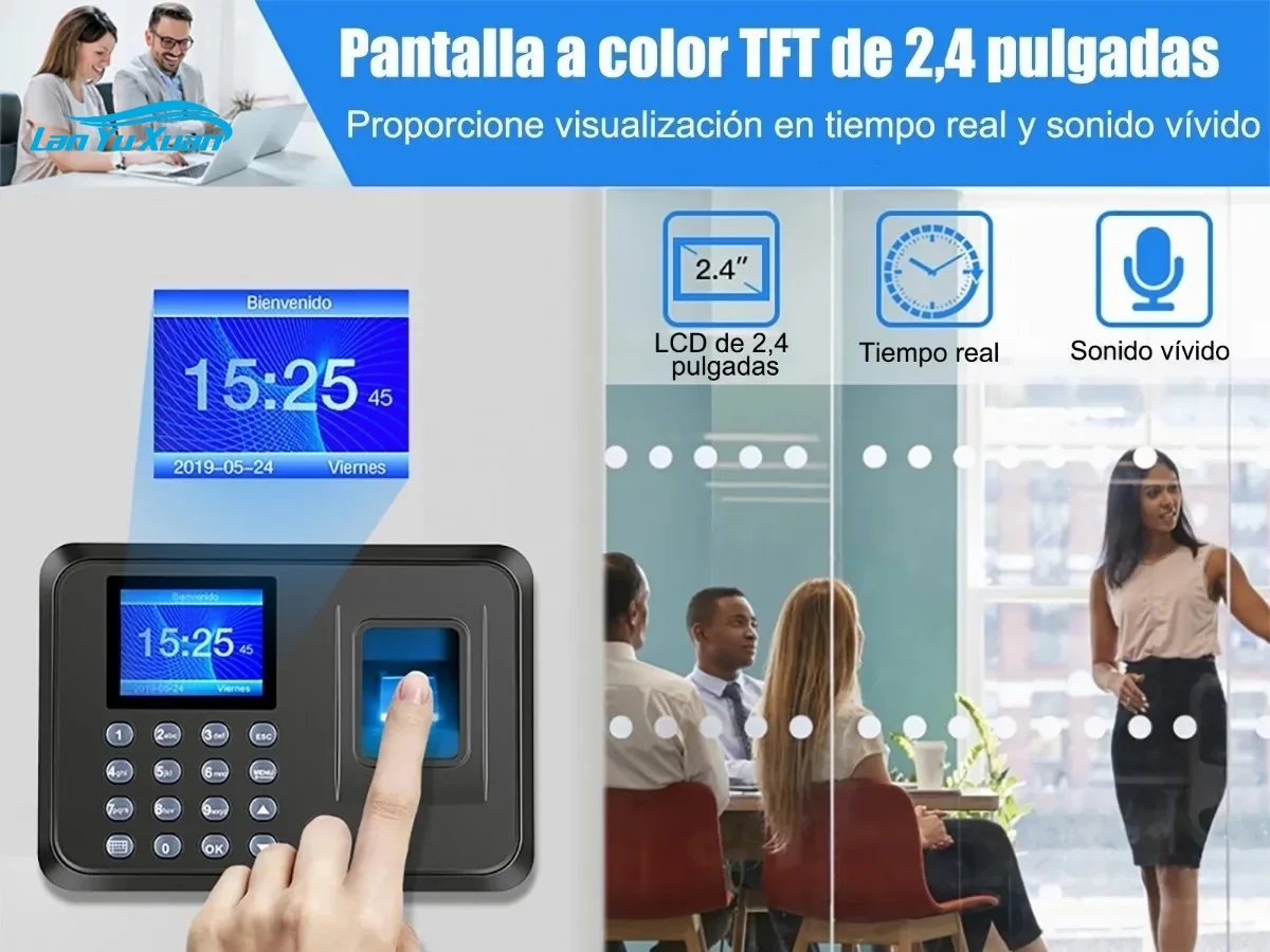 Time Clock - Fingerprint Time Clocks for Employees Small Business Automatic Calculate Working Hours and Deduct Lunch Time
