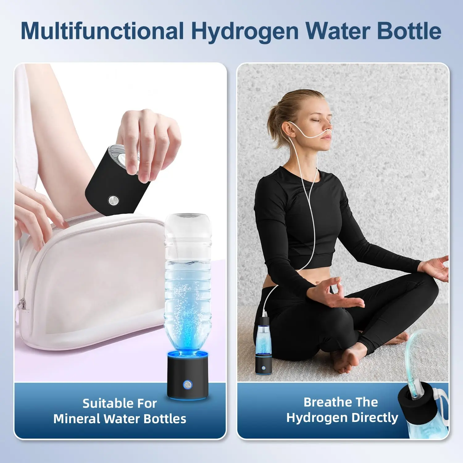 CAWOLO Premium Molecular Hydrogen Water Generator Bottle DuPont SPE+PEM Dual Chamber Maker + H2 Inhalation Device 5000ppB Max