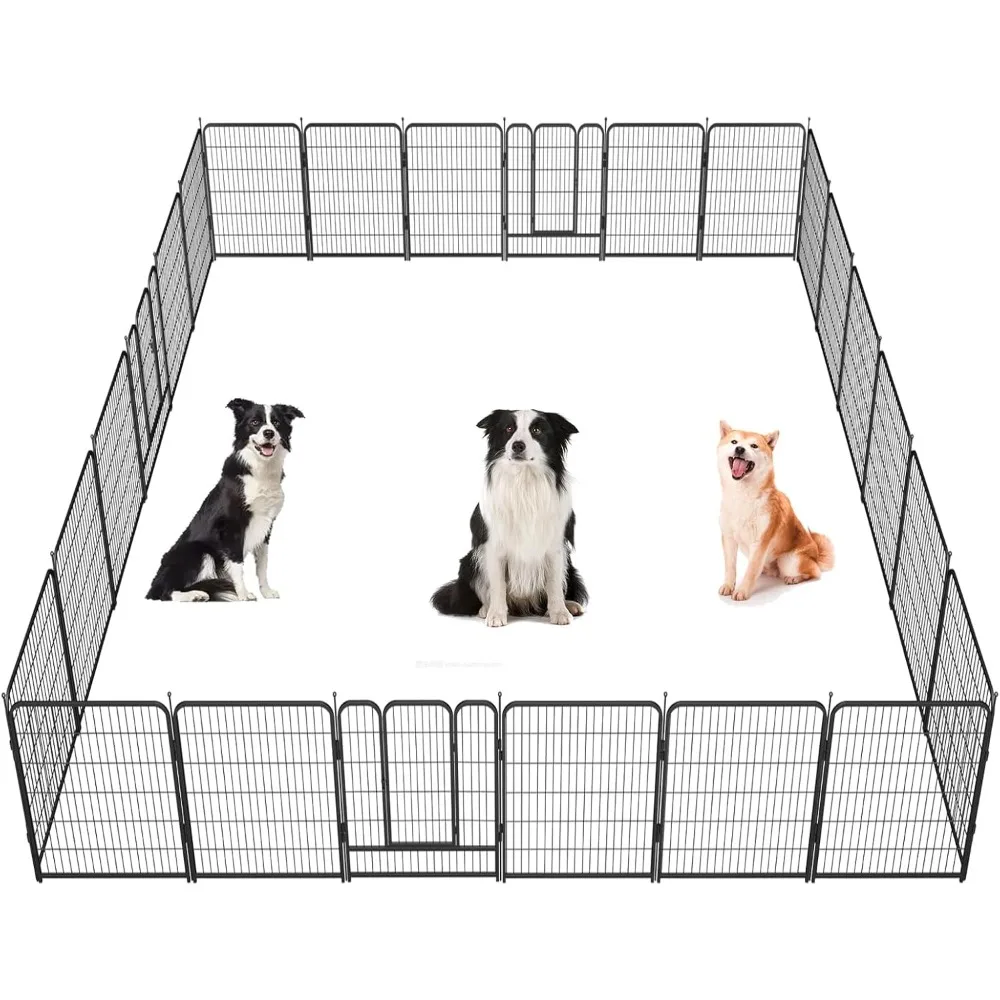 

Dog Playpen,32/40/45 Inch Height in Heavy Duty, Folding Indoor Outdoor Anti-Rust Dog Exercise Fence, Portable Pet Playpen with D
