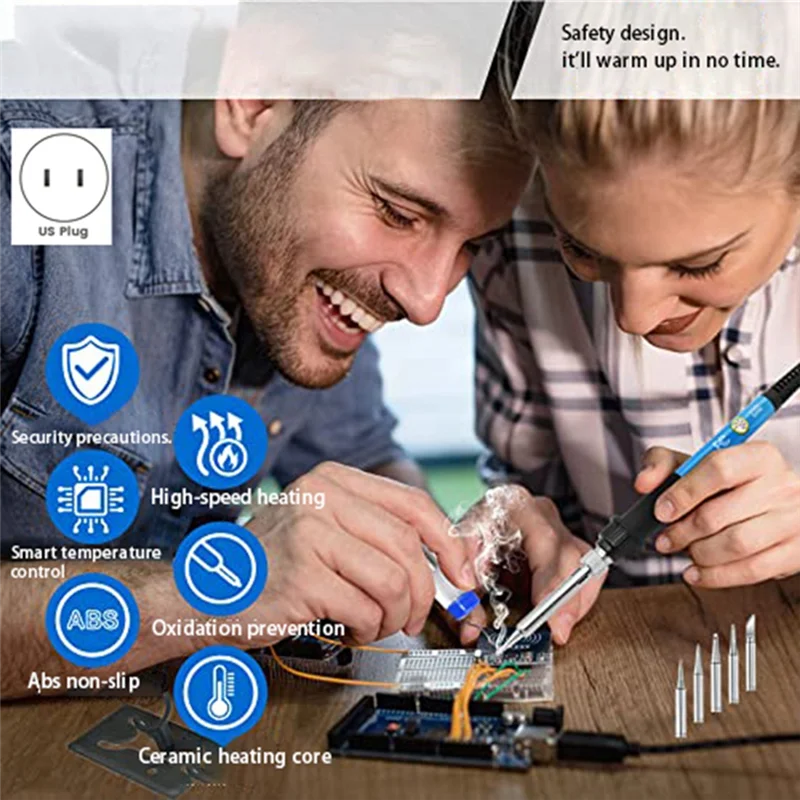 Soldering Iron Soldering Iron Tool Adjustable Temperature (200-450°C) ON/Of Switch 60W Soldering Iron US Plug-AT64