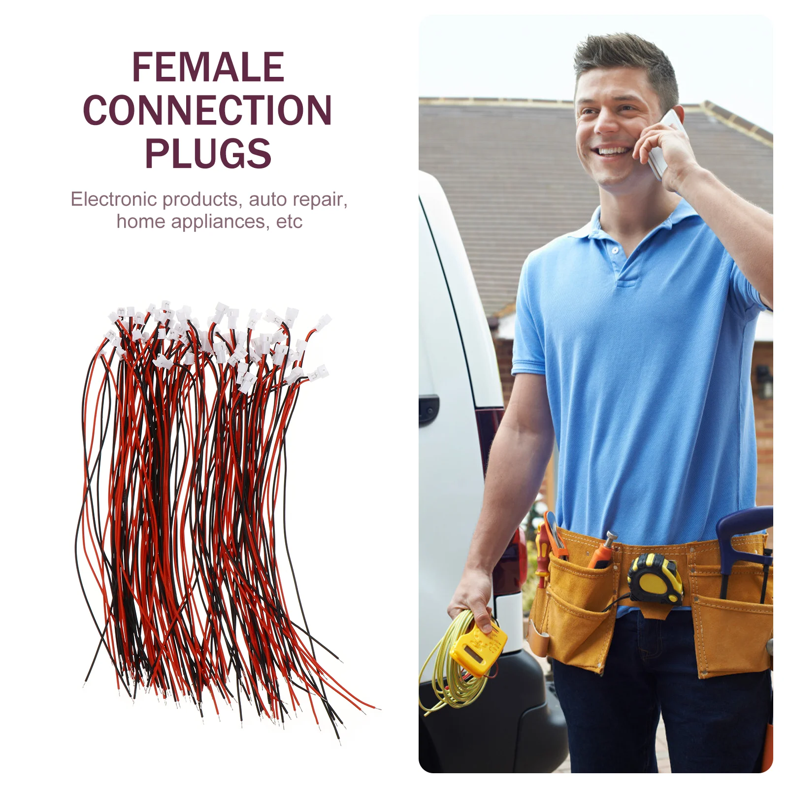 

60pcs Male Female Terminal Wire Connectors PVC 2 Pin Plug Connection High Temperature Electrical Conductivity Corrosion