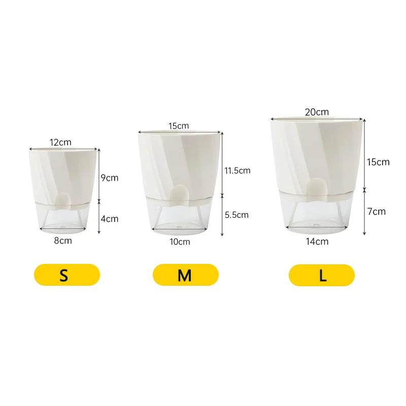 2Pcs 5/6Inch Double Layer Plastic Self-Watering Plant Pot Automatic Water Absorbing Flowerpot Planters Home Garden Decoraction