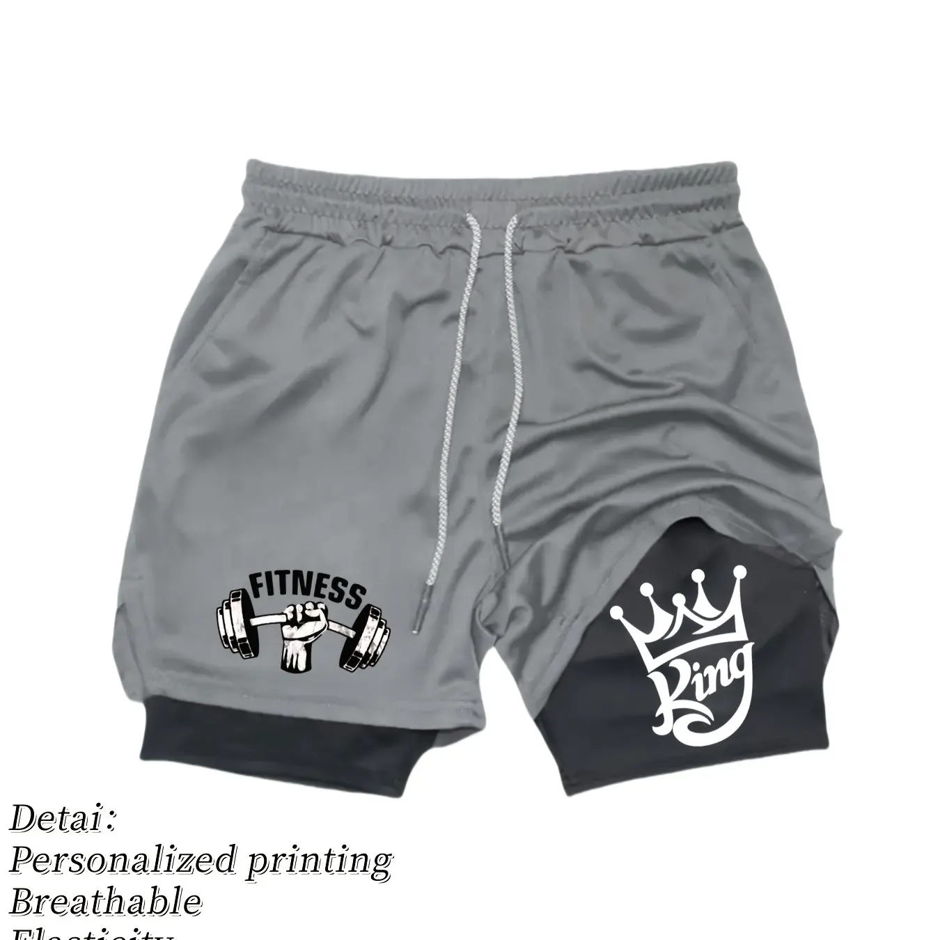 Summer Breathable Two-in-one Double-layer Shorts Men's Elastic Compression Shorts Quick-drying Multi-functional Shorts M-3XL
