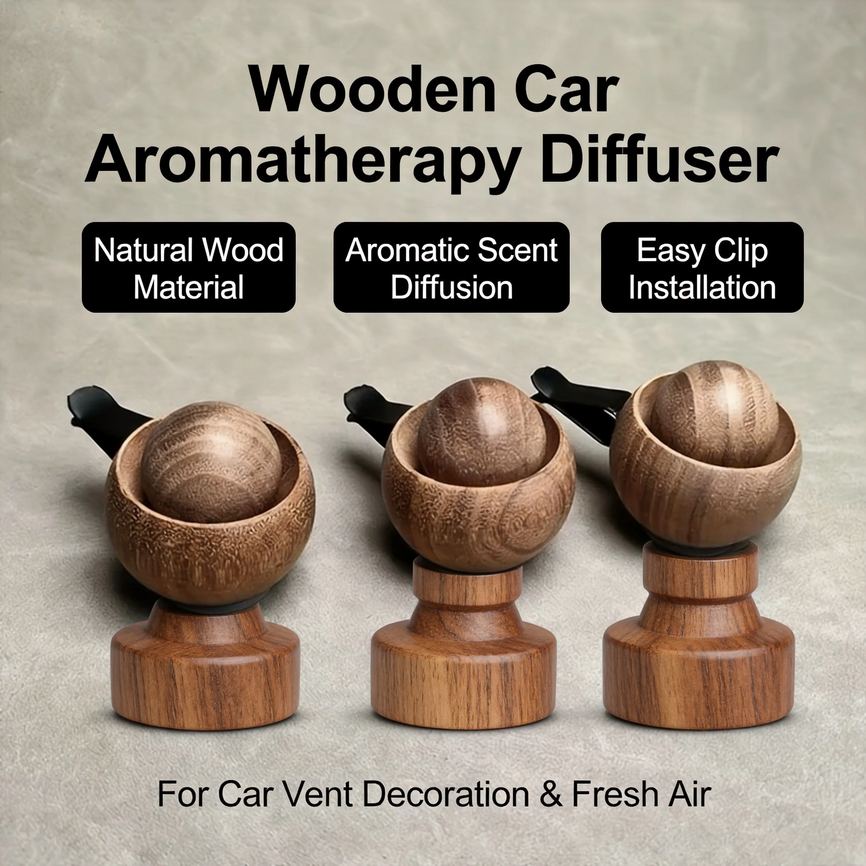 Difusor de Aceites Esenciales de Madera para Coche y Hogar – Mini Difusor de Aroma Natural, Humidificador Silencioso para Dormitorio y Sala de Estar