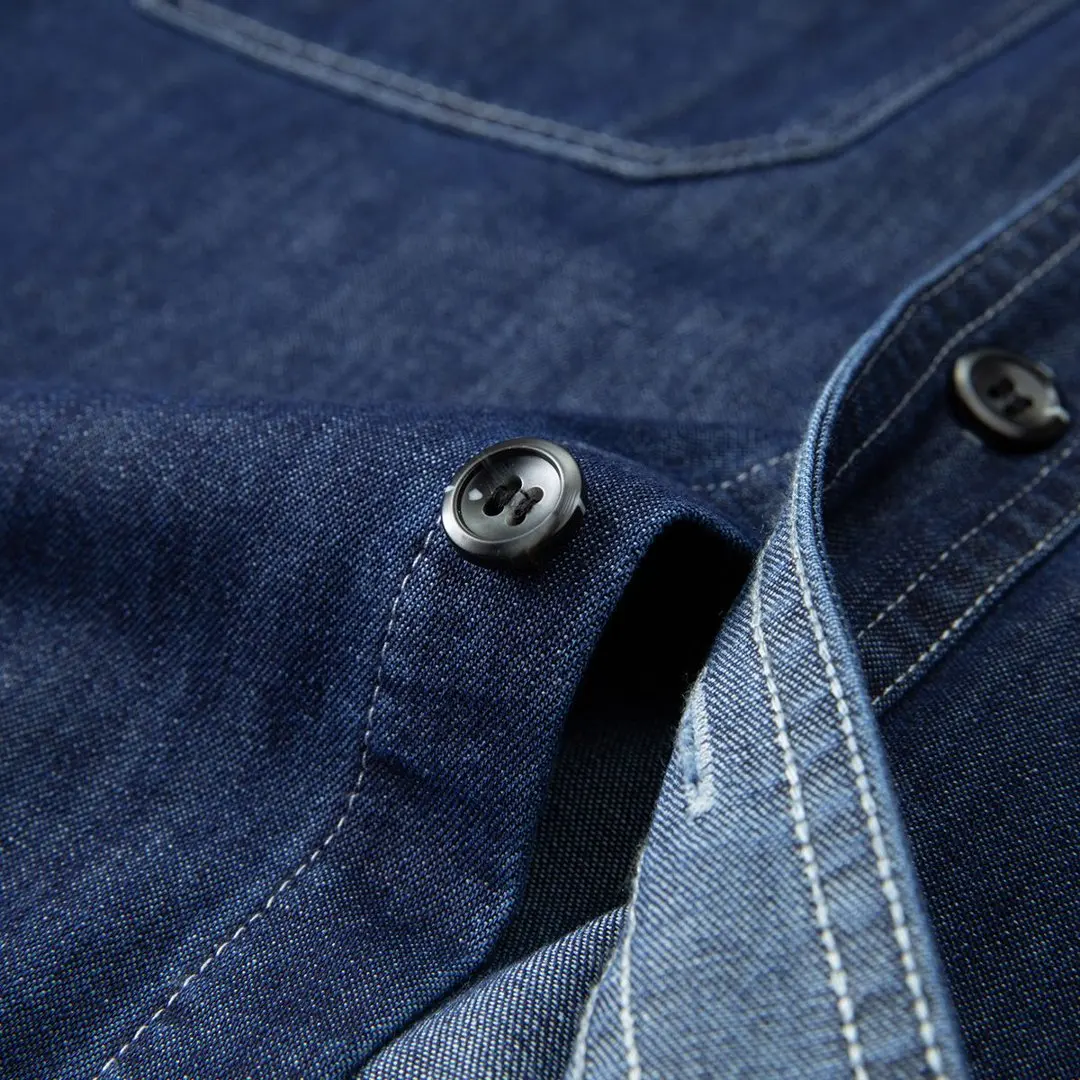 Japanese Denim Tooling Shirt Men Harajuku Streetwear Fashion Loose Casual Long Sleeve Jeans Shirt Man Clothes
