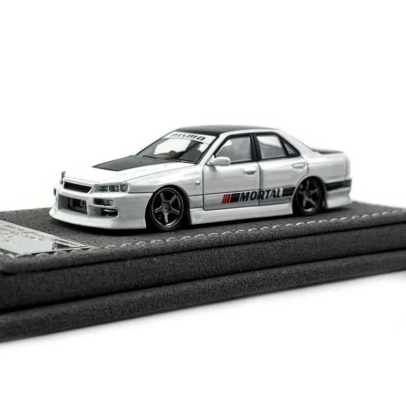 Mortal 1/64 Nissan ER34 Malaysia White Carbon Cover Alloy Toy Motor Vehicle Diecast Metal Model Gifts