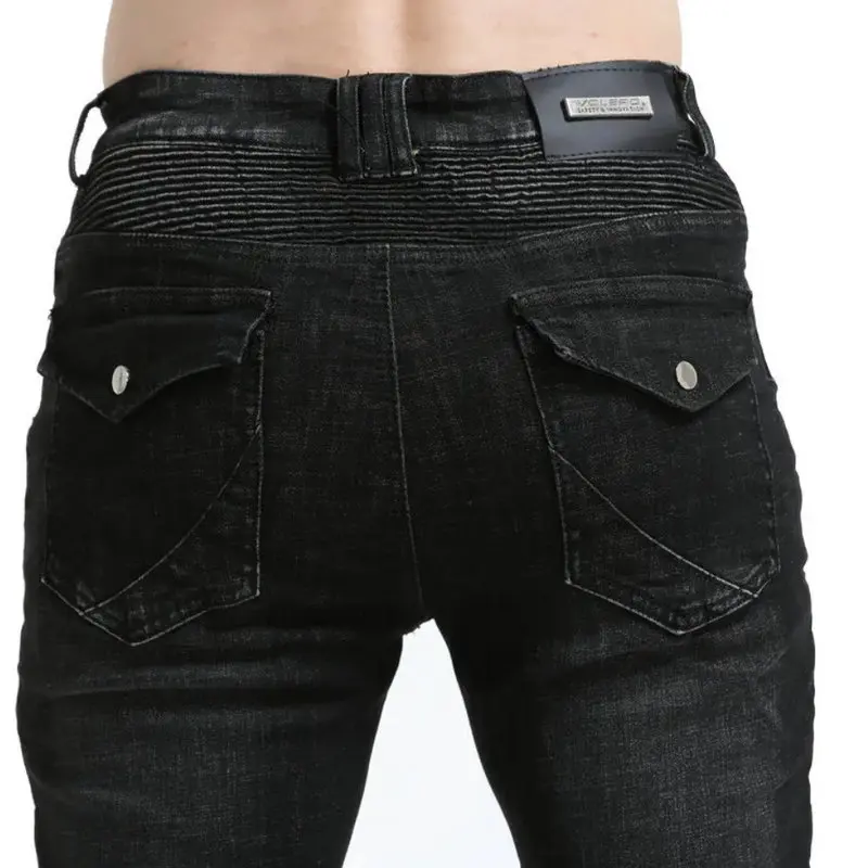 دراجة نارية ارتداء مقاومة ركوب السراويل مرونة عالية سوبر سليم موتوكروس حماية الجينز الذكور فارس موضة بناطيل كاجوال #6