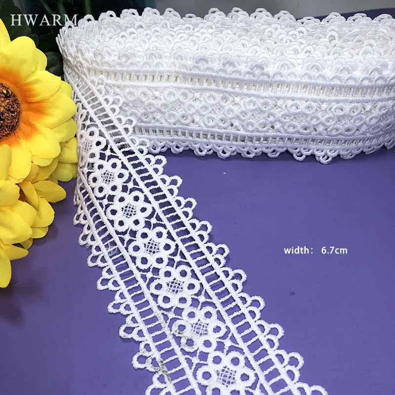 10yard Lace New Pattern Exquisite Ivory White Water Soluble Milk Silk Computer Embroidery Bar Code Fabric Dress Sewing Trim Deco