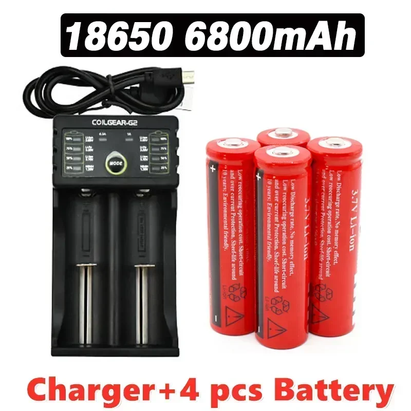 100% Brand New Original 18650 6800mAh Rechargeable Battery 3.7 V Lithium-ion Battery for Laser Power Supply,LED Flashlights