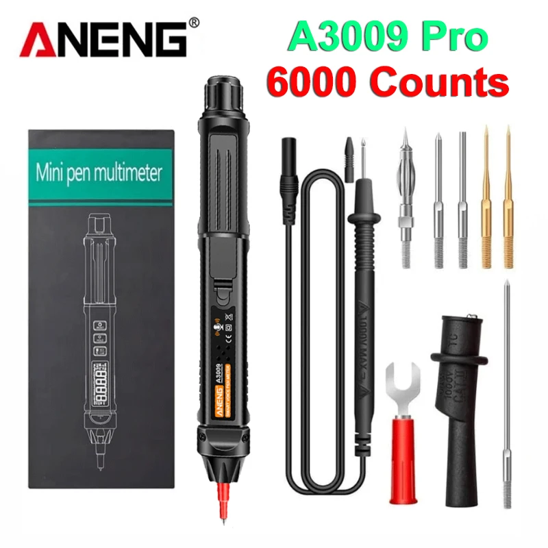 Aneng A3009ปากกามัลติมิเตอร์แบบอัจฉริยะ, เครื่องทดสอบปากกามัลติมิเตอร์มิเตอร์มิเตอร์ดิจิตอล DC AC เครื่องทดสอบแรงดันไฟฟ้า