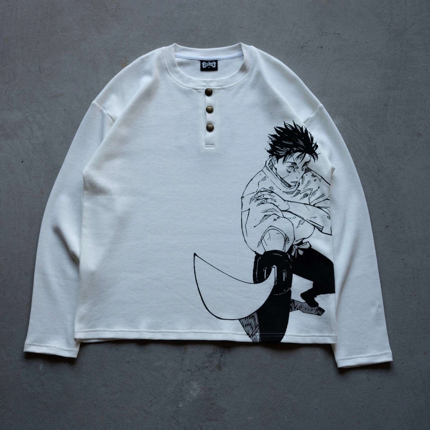 

Винтажная футболка в стиле аниме Jujutsu Kaisen, оверсайз, с длинными рукавами, хлопковая, уличная одежда, мужская одежда