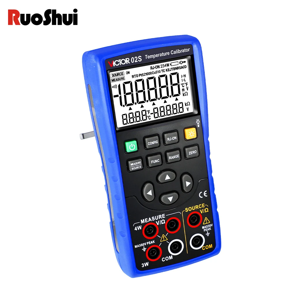 Victor 02S RTD Calibrator Thermal Resistance Meter 4000Ω Multifunction Source Signal Calibrator Thermistor Output Simulate OHM