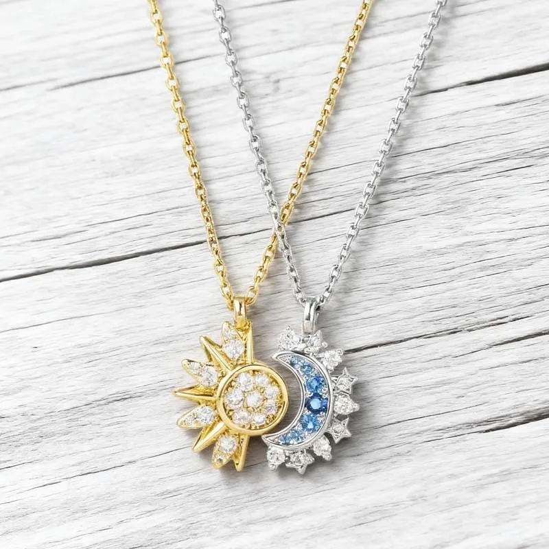 Fashion Sun Moon Pendant Necklace Couple Matching Chain for Men Women Stylish Friendship and Romantic Jewelry Gift