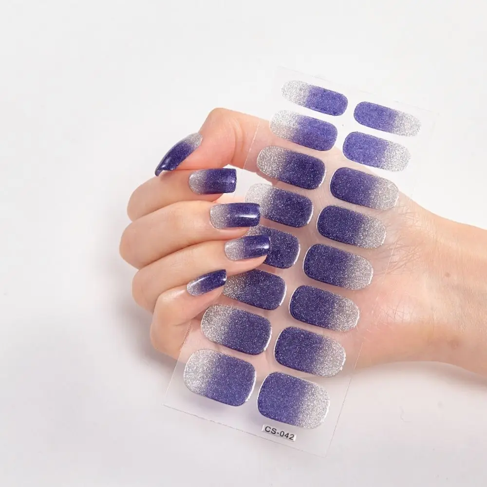 8 fogli strisce adesivi per unghie in gel colori sfumati strisce di smalto gel scintillanti involucri per unghie in gel semplici