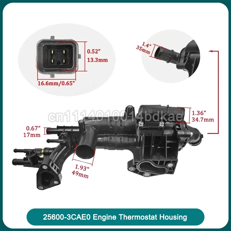 256003CAE0 25600-3CAE0 Engine Radiator Thermostat Housing Coolant Control Replacement 3.3L 2012-2019 Engine Auto Accessory 1PCS