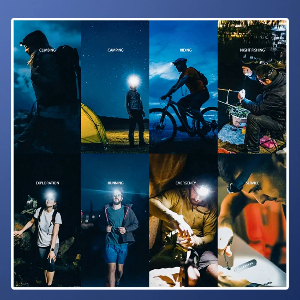 Lampe Frontale LED de Sauna à Induction Injuste, Rechargeable par USB, Torche Légère pour Camping en Plein Air, Pêche, Étanche