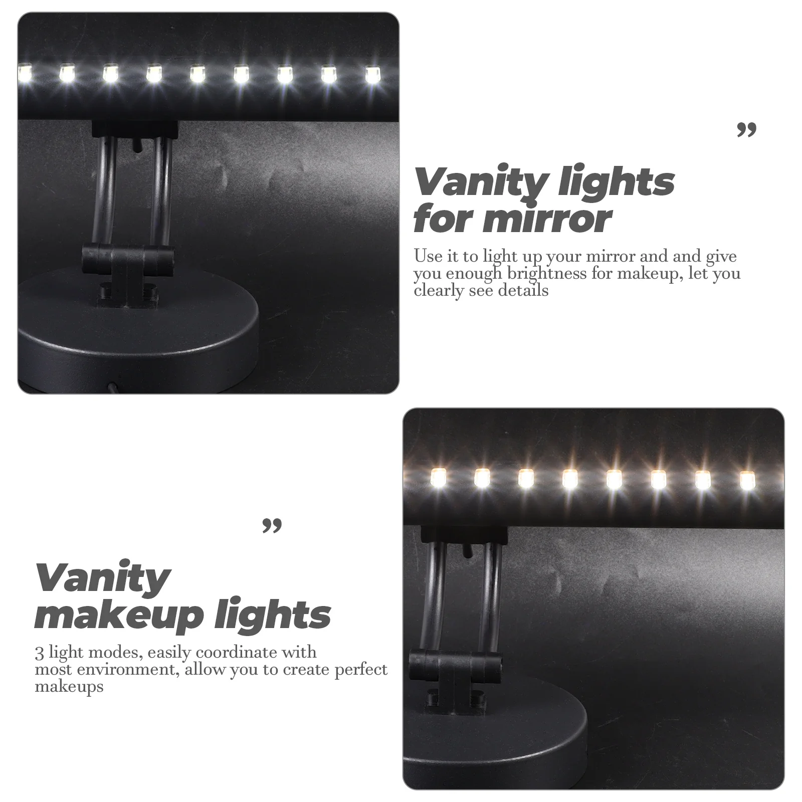 

LED Makeup Mirror Lights Vanity Bathroom Dressing Lamp 3 Light Modes Adjustable Brightness Mirror Fill for Women