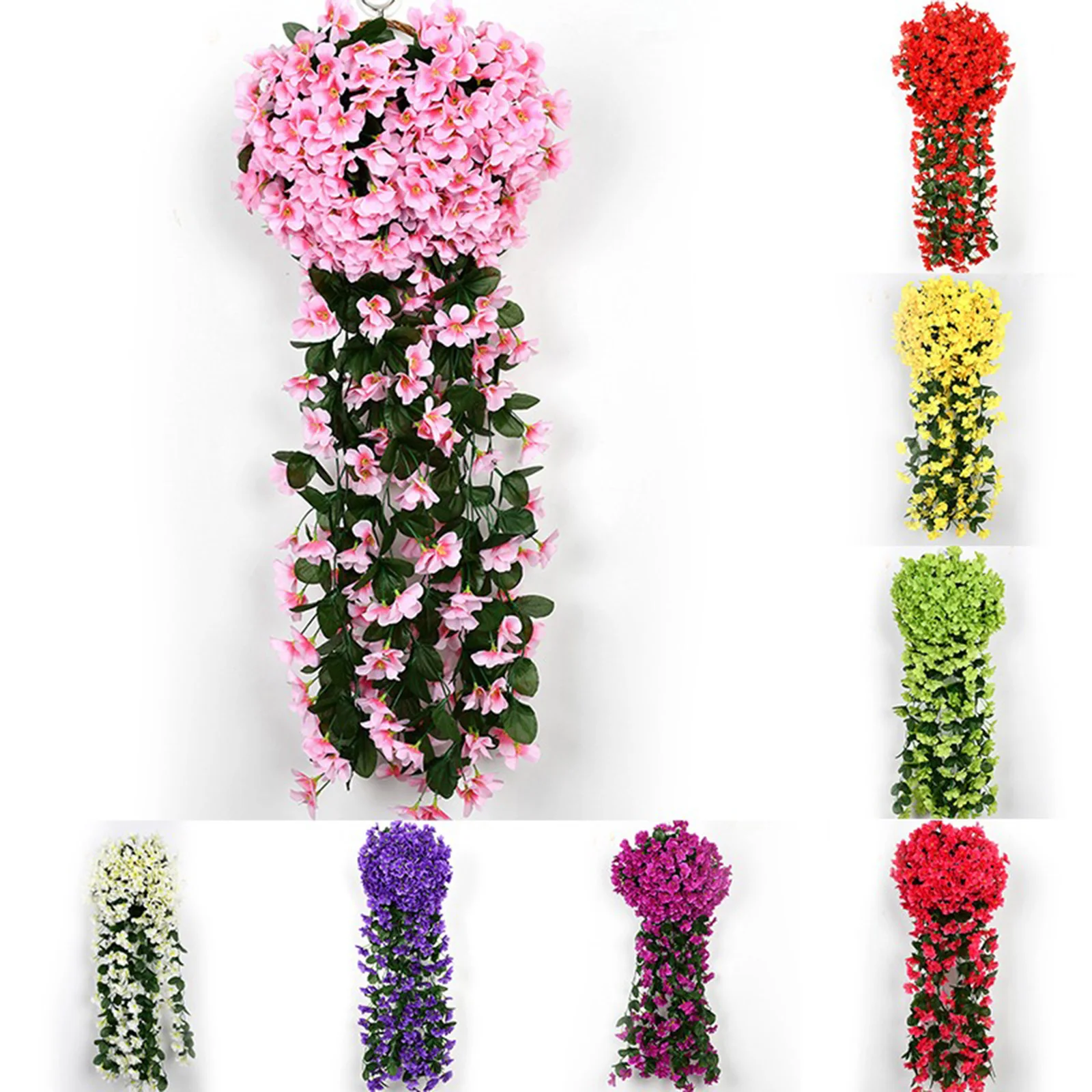 5 Petals Orchid Violet Artificial Flowers Wall Hanging Basket Simulation Fake Flower For Wedding Garden Outdoor Party Decoration