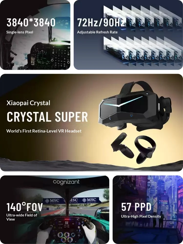 Pimax Crystal Light VR Headset VR Glasses Game equipment 3D panoramic private cinema PCVR intelligent head-mounted display