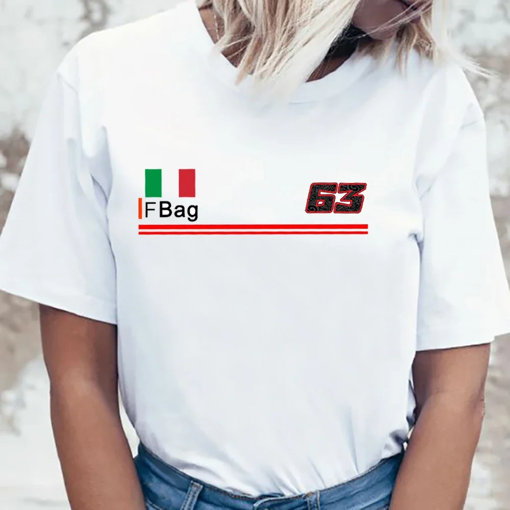 

Francesco Bagnaia Pecco 1 GP 2023 New Riding T-Shirt Girl Sport Casual Tshirts Summer Women Motorcycle Racing 63 White Tees