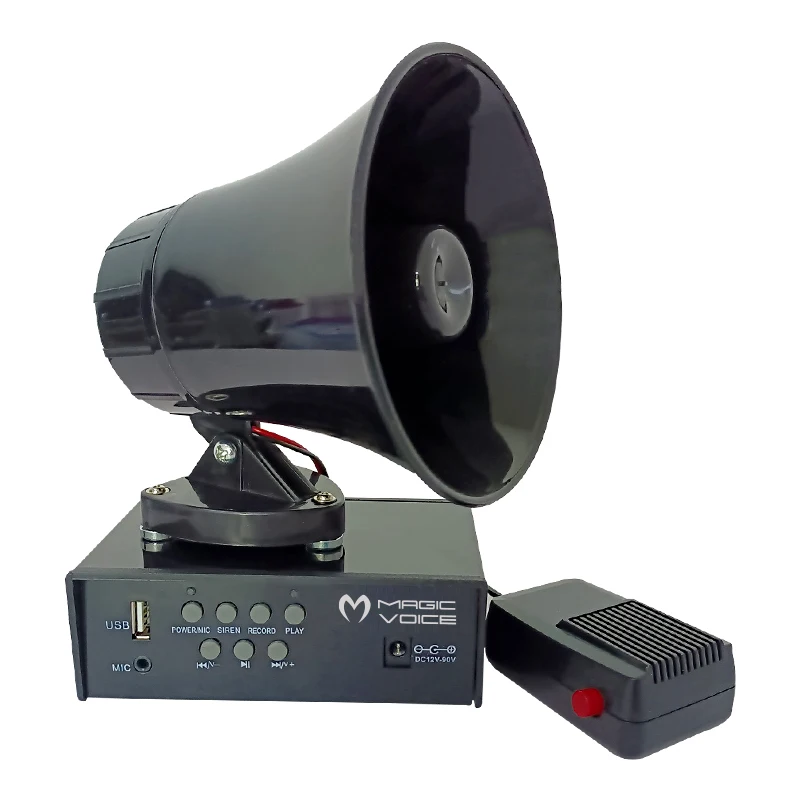 MAGICVOICE MV-800 USB RECORD SİREN MINI PAZARCI ANFİ SET MAGNETIC (ANFİ + SPEAKER + MICROPHONE)