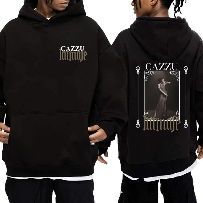 

Singer Cazzu Latinaje 2025 New in Album Double Sided print black Sweatshirt Men women fashion Y2k pullover Unisex Fleece Hoodie
