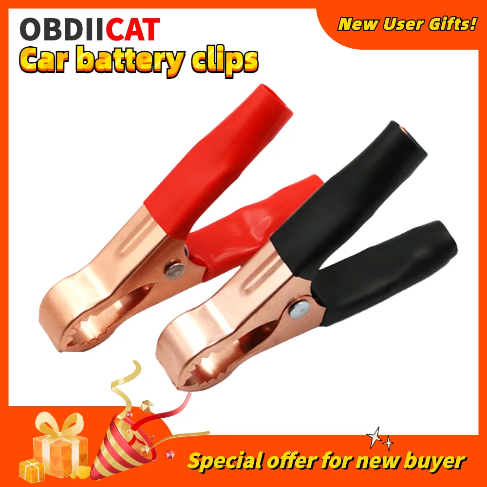 2 pçs 50a vermelho e preto 80mm clipe conector crocodilo carro caravana van bateria de teste de chumbo clipes melhor promoção jacaré clipes