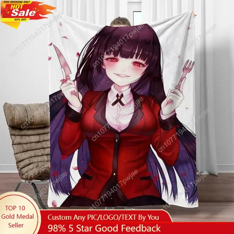 

Jabami Yumeko Fleece Throw Blanket Fluffy Throws Blankets for Sofa Luxury Blankets for Decorative Sofa Home Custom blankets