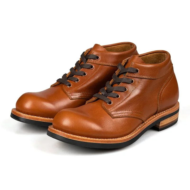 Goodyear-Welted Handmade Japanese Vintage Men Ankle Boots Real Cow Leather Shoes Autumn British Outdoor Desert Motorcycle Boots