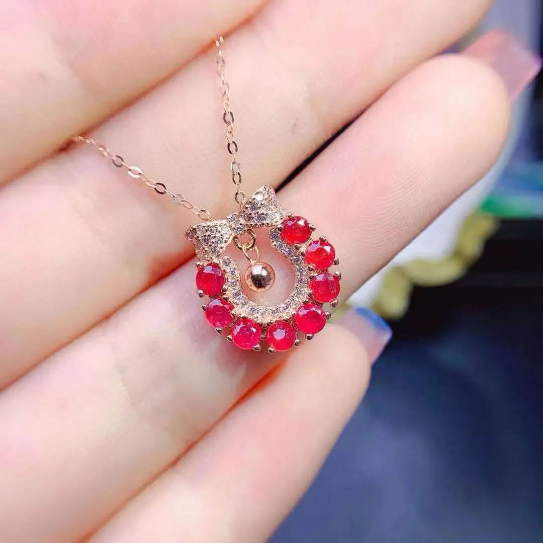 KJJEAXCMY New Jewelry Natural Women's Ruby Pendant 925 silver inlay Colorful and splendid Crystal pure fire flash explosion