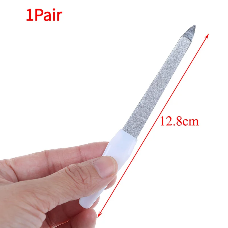 *1Pair Dual sided stainless steel metal nail art file buffer manicure pedicure tool