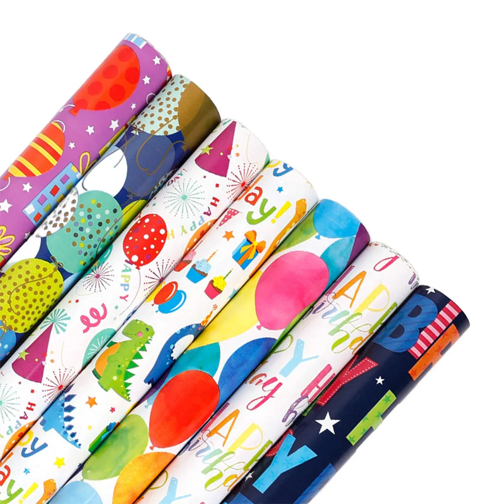 16inchx118inch Cartoon Printed Wrapping Paper Children's Gift Decoration Dinosaur Blessing Friends Birthday Holiday Present Wrap